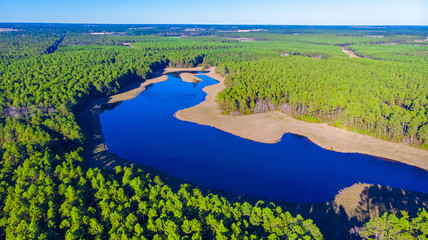 Beautiful view of the lake near the bamahenge, Alabama USA