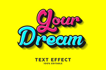Red and cyan blue lettering text effect