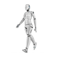 Female cyborg or robot walk