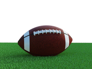 American football ball on field