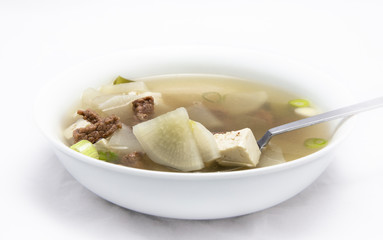 Korean food beef radish soup which is called soegogi muguk