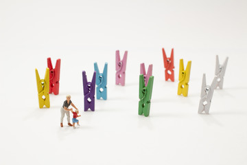 a mini figure of mother take care the child