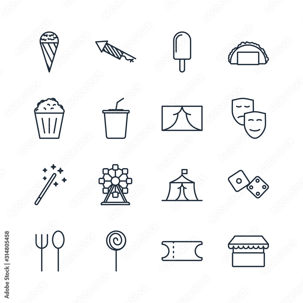 Aufkleber Set Amusement Park icon template color editable. Amusement Park pack symbol vector sign isolated on white background illustration for graphic and web design.
