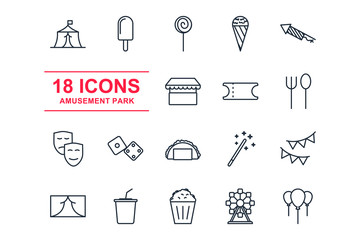 Set Amusement Park icon template color editable. Amusement Park pack symbol vector sign isolated on white background illustration for graphic and web design.