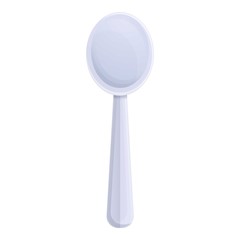 Small plastic spoon icon. Cartoon of small plastic spoon vector icon for web design isolated on white background