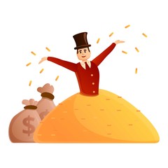 Millionaire with top hat icon. Cartoon of millionaire with top hat vector icon for web design isolated on white background