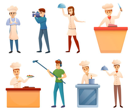 Cooking Show Icons Set. Cartoon Set Of Cooking Show Vector Icons For Web Design