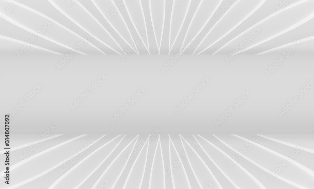 Aufkleber 3d rendering. empty gray white panel in up and down with gray wall background.