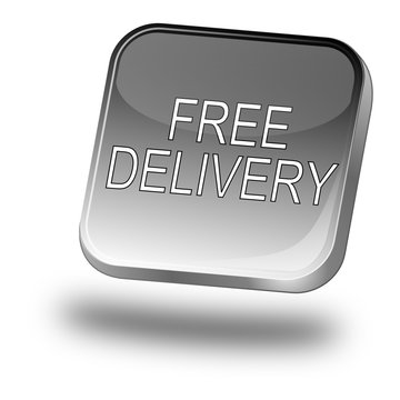 free Delivery Button - 3D illustration