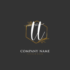 Handwritten initial letter T TT for identity and logo. Vector logo template with handwriting and signature style.