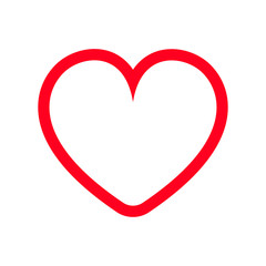Simple line love rounded red heart icon.