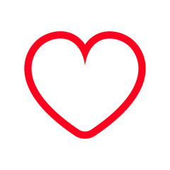 Simple line love rounded red heart icon.