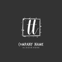 Handwritten initial letter T TT for identity and logo. Vector logo template with handwriting and signature style.
