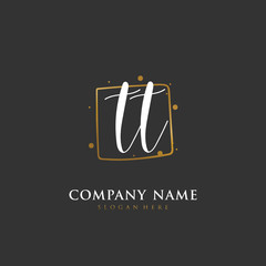 Handwritten initial letter T TT for identity and logo. Vector logo template with handwriting and signature style.