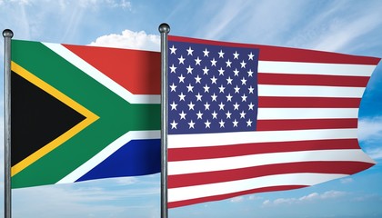 Fototapeta premium 3D illustration of USA and South-Africa flag