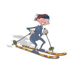 woman skier is skiing. Vector illustration with white background.