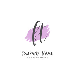 Handwritten initial letter F T FT for identity and logo. Vector logo template with handwriting and signature style.
