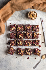Chocolate brownie with cranberries and walnuts