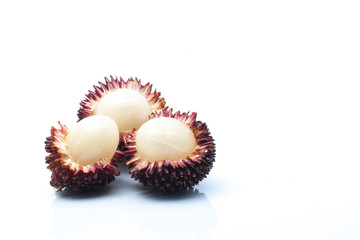 Pulasan or wild rambutan on isolated background