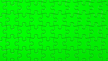 Green Jigsaw Puzzle.3D render illustration.