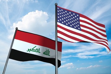 3D illustration of USA and Iraq flag