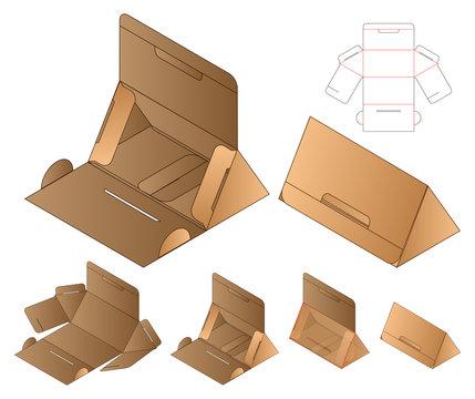 Triangle Box packaging die cut template design. 3d mock-up