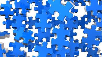 Blue Jigsaw Puzzle On White Background