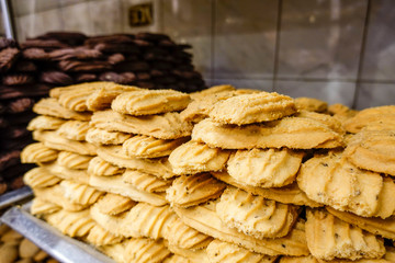 Cairo, Egypt Cookies inside a confectionery store.