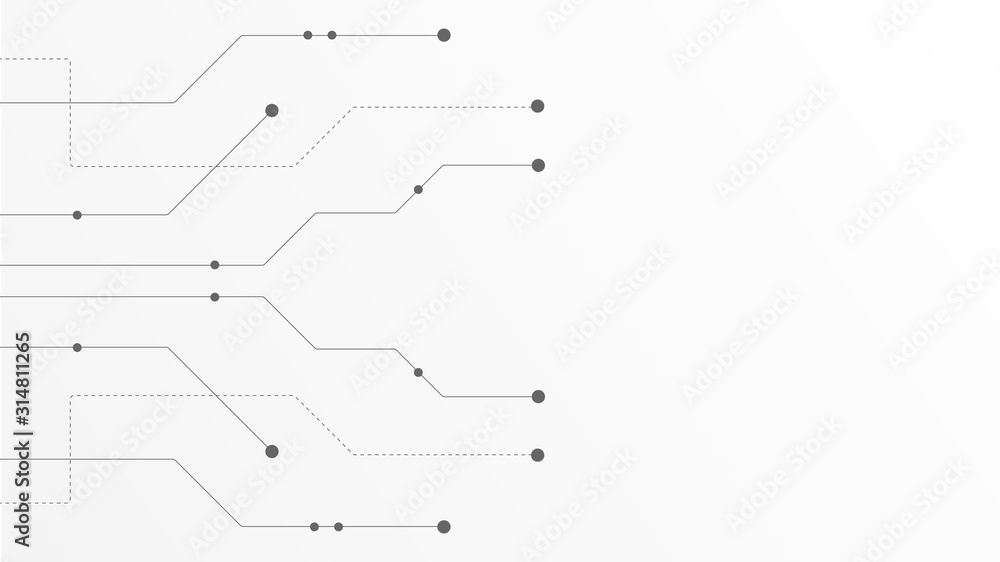 Poster Abstract geometric Circuit connect lines and dots.Simple technology graphic background.Illustration Vector design Network technology and Connection concept.