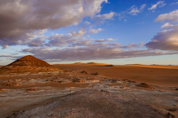 Siwa Oasis, Egypt The desert landscape at sunset outside the oasis.