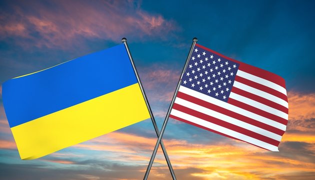 3D illustration of USA and Ukraine flag