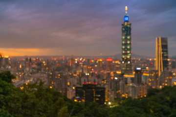 Fototapeta premium Blur light city of Taipei skyline night view, abstract background