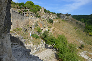 Fototapeta premium Mountain landscapes of Crimea. On the way to the ancient Chufut-Kale