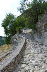 Mountain landscapes of Crimea. On the way to the ancient Chufut-Kale