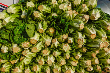 Cairo, Egypt, A pile of lettuce for sale in the market.