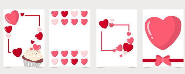 Collection of valentine’s day background set with heart,balloon.Editable vector illustration for website, invitation,postcard and sticker