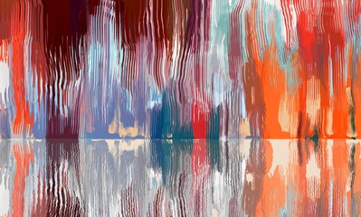 Blue and red colored digital abstract painting, background artwork. Painting with reflection