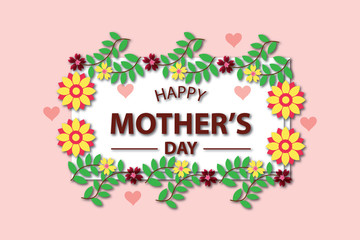 Abstract Festive Background with Flowers and a Rectangular Frame. Happy Mother's Day. Women's Day
