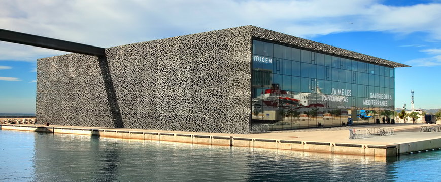 Marseille, France - November 19, 2017 : The modern building of Museum of European and Mediterranean Civilizations (MuCEM). It was  inaugurated on 2013 when the city was the European Capital of Culture