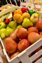 Many of the artificial fruits together.