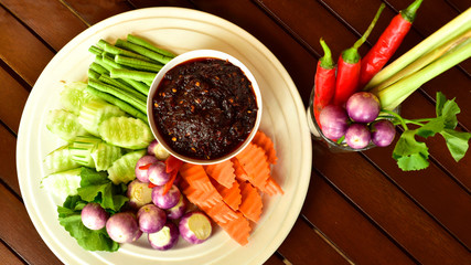Slatternly chilli. Pepper water. with vegetables