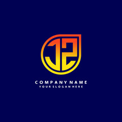 letter Z orange abstract logo, with a blue background