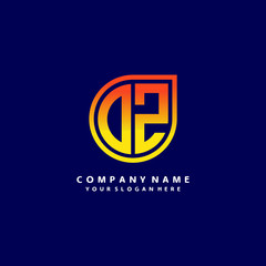 letter Z orange abstract logo, with a blue background