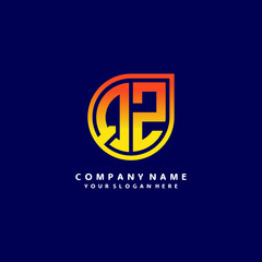 letter Z orange abstract logo, with a blue background