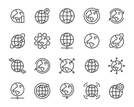 set of world icons, global, globe, network