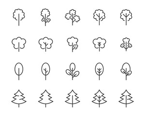 set of tree icons, forest, nature