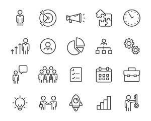 set of business icons, people, management, job, skill, work, planner