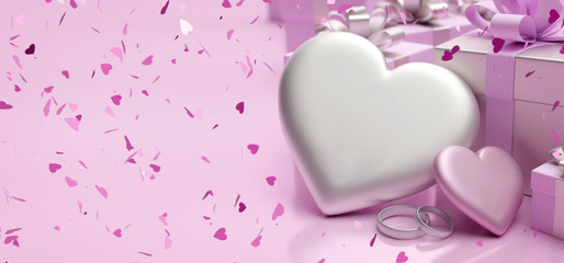 Valentine's day illustration with heart  - 3d rendering