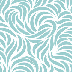 Seamless vector pattern of flowing lines or brush strokes in pastel colors. Blank for printing on fabric, elegant texture in blue color isolated on white background.