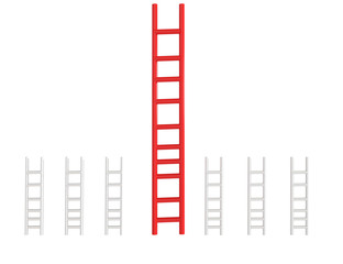 ladder competitive advantage isolated red and white - 3d rendering